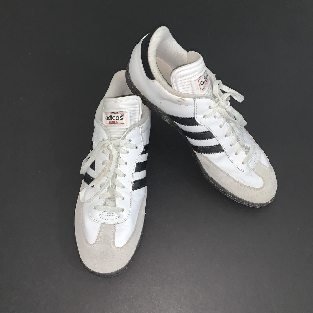 Adidas Samba Shoes Mens Size 12 White Black Leather Low Top Sneakers 772109